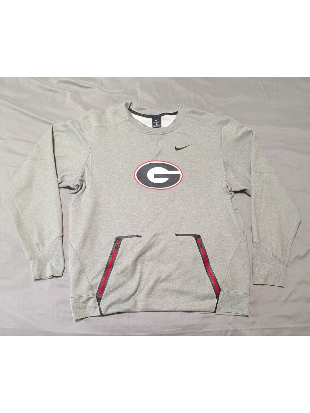 Men's Nike Dri-Fit Georgia Bulldogs Gray Crewneck Sweatshirt XL